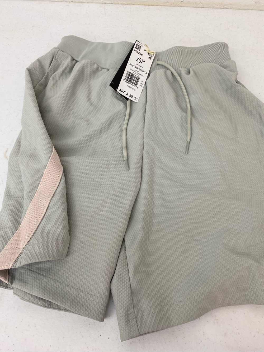 Light Sage Drawstring Athletic Shorts with Pink Stripe adidas basketball new